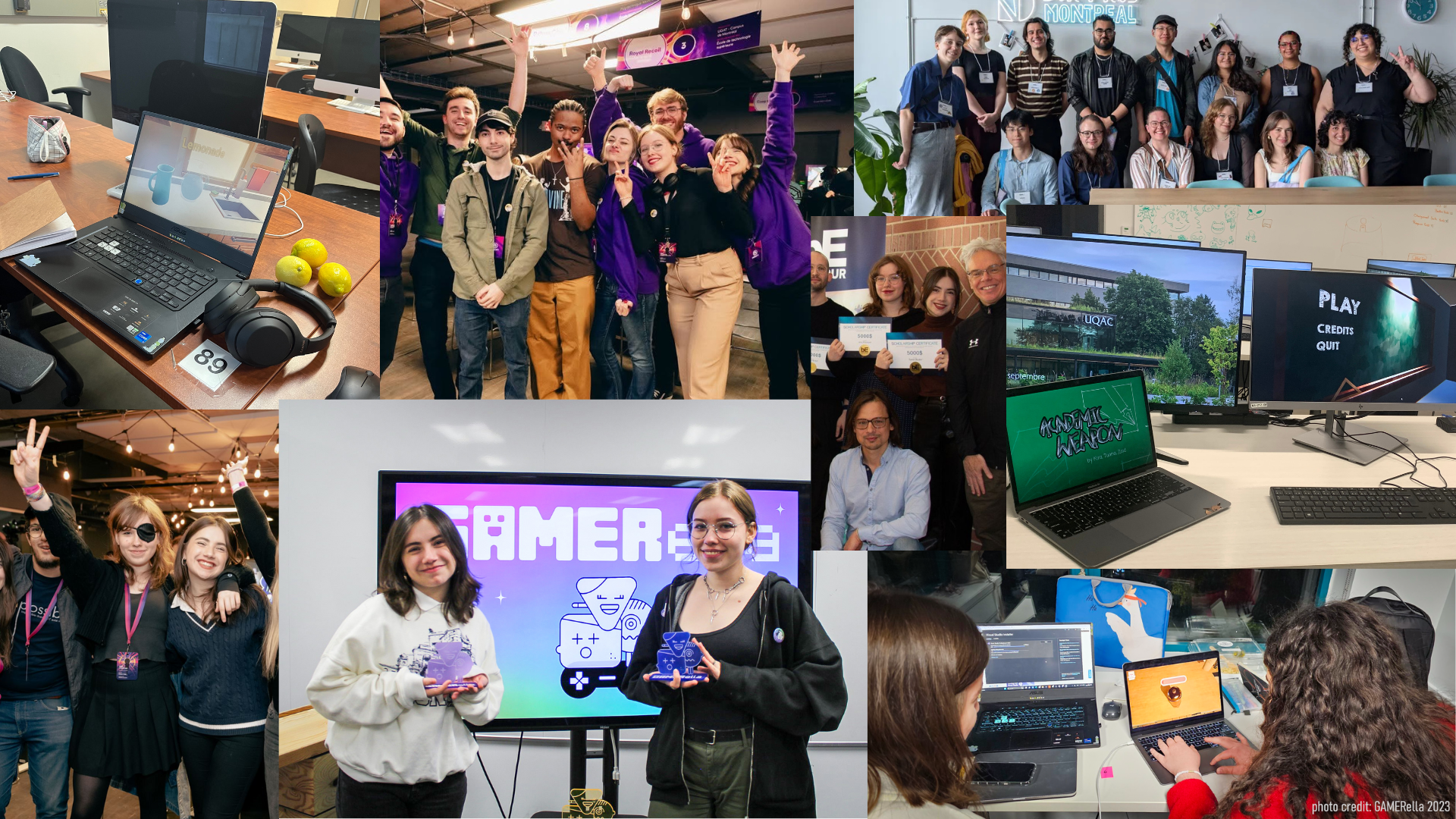 a collage image of various pictures of my time in gamedev thus far